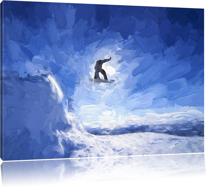 Pixxprint Snowboard Sprung Extremsport als Leinwandbild/Grösse: 100x70 cm/Wandbild/Kunstdruck/fertig