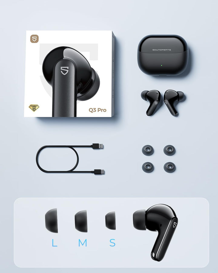 SoundPEATS Q3 Pro In Ear Kopfhörer, Bluetooth Kopfhörer Active Noise Cancelling, 13 mm Treiber, Earb