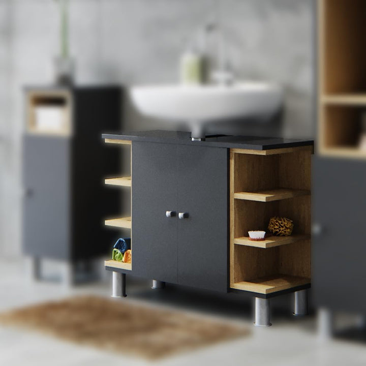Vicco Waschbeckenunterschrank Aquis, Anthrazit/Sonoma, 79 x 64 cm Anthrazit Waschtischunterschrank,