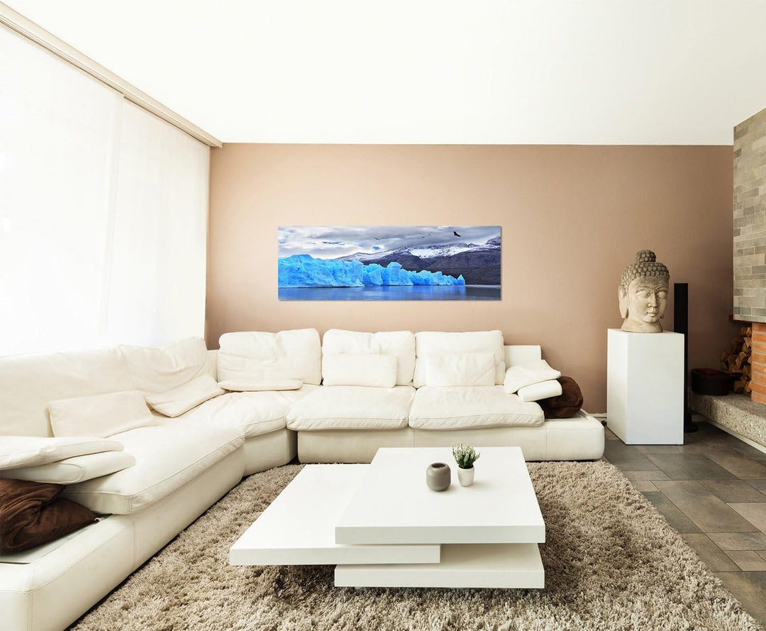 Paul Sinus Art Panoramabild auf Leinwand und Keilrahmen 150x50cm Patagonien Eisberge Berge Schnee Wo