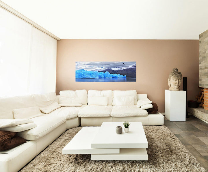 Paul Sinus Art Panoramabild auf Leinwand und Keilrahmen 150x50cm Patagonien Eisberge Berge Schnee Wo