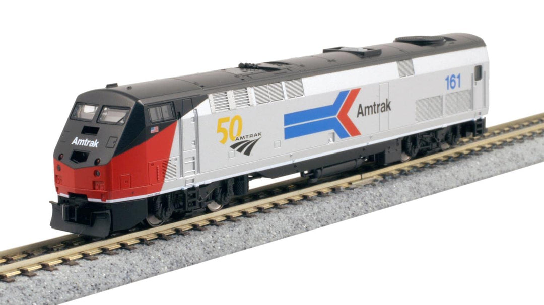 Kato USA Model Train Products N GE P42 Amtrak Phase I #161 w/ 50th Anniversary Logo, Platinum Mist,