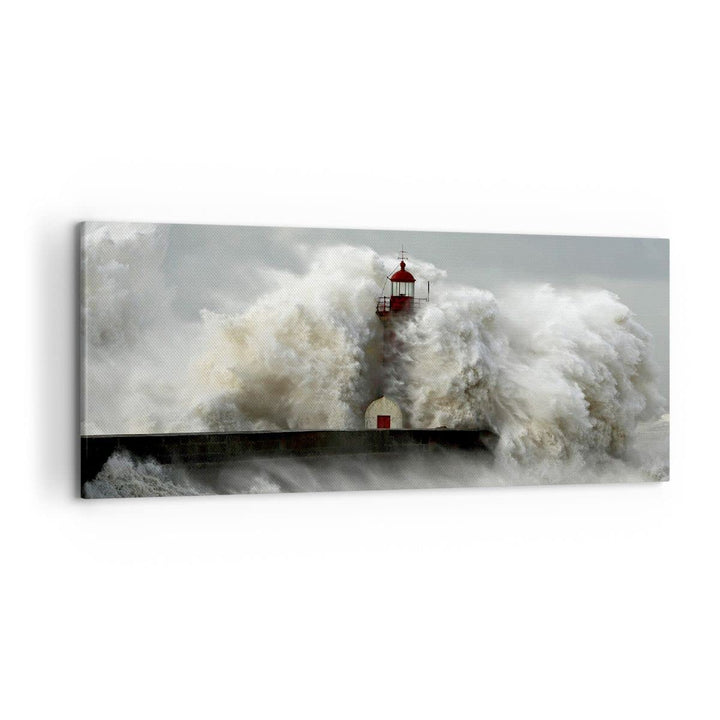Wandbilder Dekoration Wohnzimmer Leuchtturm Ozean Sturm Panorama Bilder auf Leinwand 120x50cm Leinwa