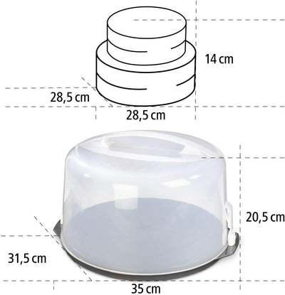 Xavax Kuchen-Torten Transportbox rund (hohe Kuchenbox, spülmaschinengeeigneter Tortenbehälter mit De