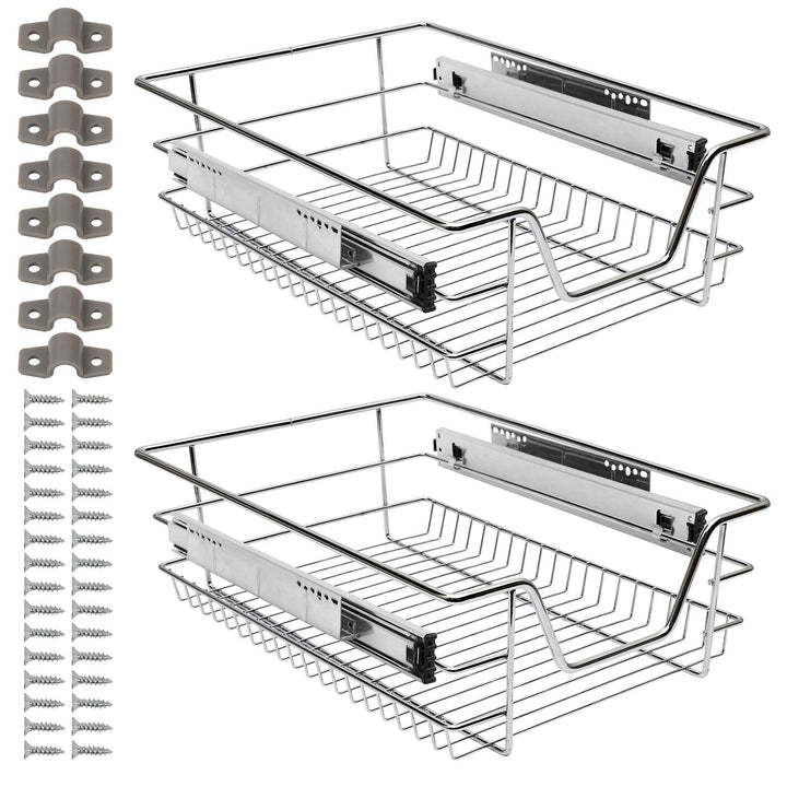 Eulenke Teleskopschublade 2X40cm Küchenschublade, Schrankauszug, Küchenschrank Korbauszug mit Schien