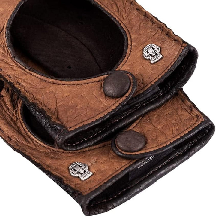 Roeckl Klassische zweifarbige Autohandschuhe braun handgenäht Damen Spitzenleder Peccary mit Handnah