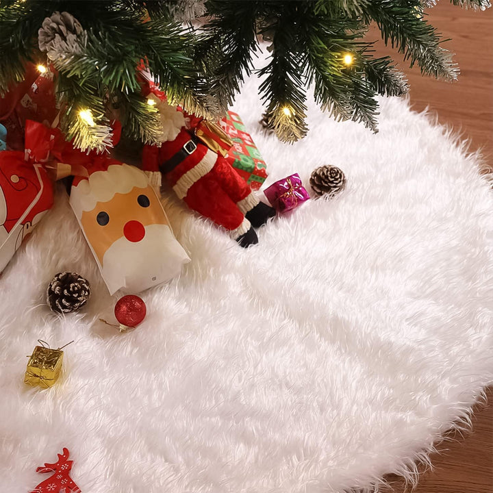 YXHZVON Weihnachtsbaum Rock Plüsch, 122 cm Weiss Kunstfell Weihnachtsbaum Rock Runder Christbaumstän