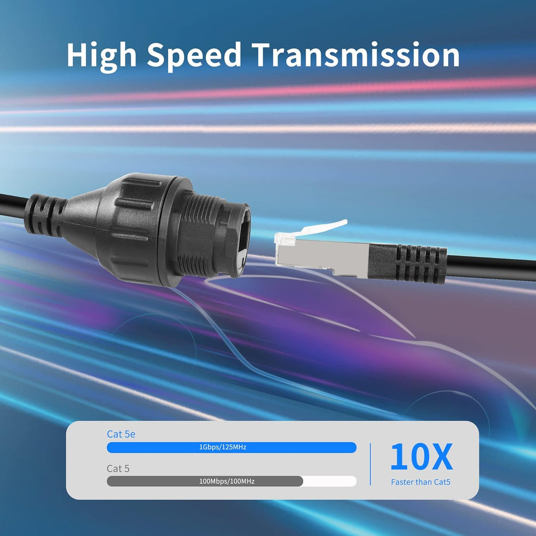 QIANRENON RJ50 10P10C Panel Mount Waterproof Connector CAT5e RJ50 Male to Female Outdoor Communicati