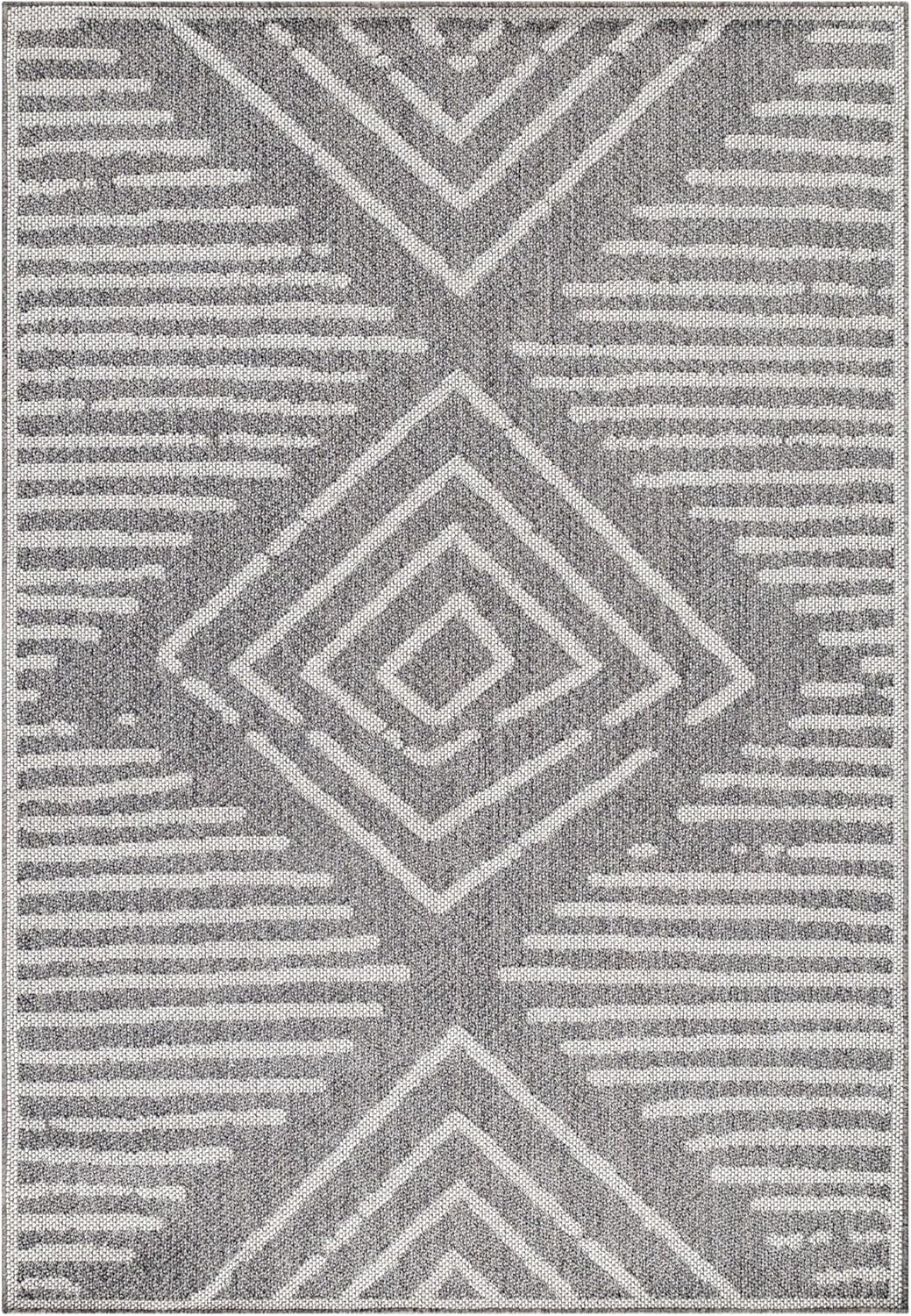 HomebyHome Outdoor Teppich Grau 60x100 cm für Küche, Terrasse, Balkon, Garten, Camping sowie Wohnzim