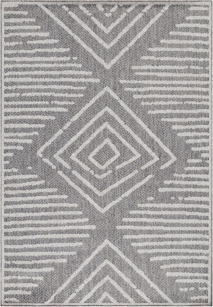 HomebyHome Outdoor Teppich Grau 60x100 cm für Küche, Terrasse, Balkon, Garten, Camping sowie Wohnzim