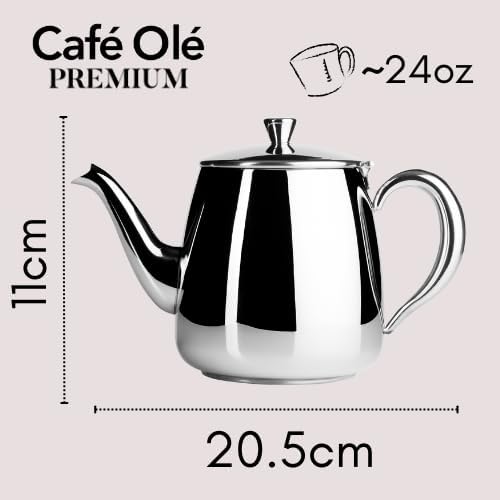 Café Olé PT-024 Cafe Ole Erstklassige Premium Teekanne, 18/10 Edelstahl, 24 Ounces, Tropffreies Ausg