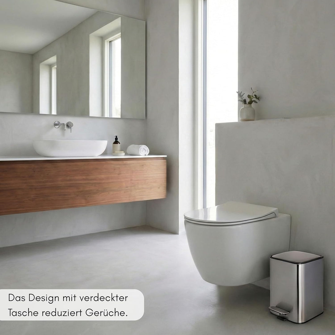 Erreke Badezimmer-Treteimer 3L, Silber, herausnehmbarer Inneneimer, Robust | Mülleimer Bad aus Edels
