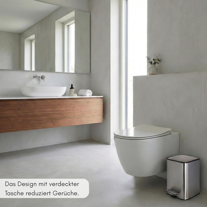 Erreke Badezimmer-Treteimer 3L, Silber, herausnehmbarer Inneneimer, Robust | Mülleimer Bad aus Edels