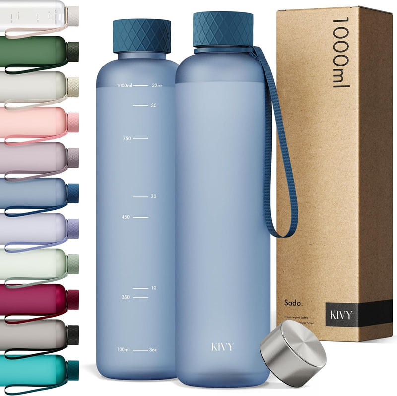 KIVY Trinkflasche 1l - Kohlensäure geeignet & Auslaufsicher - Für Sport, Schule & Büro- Trinkflasche
