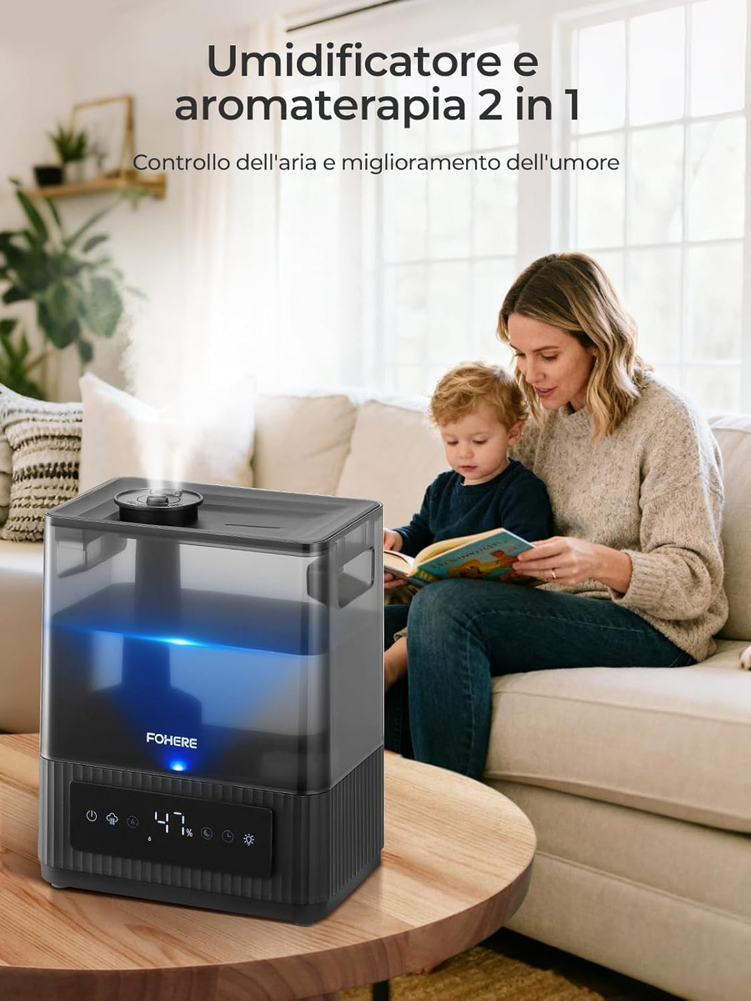 6L Luftbefeuchter für grosse Räume, Kaltnebel Leiser Humidifier für Kinderzimmer Schlafzimmer Pflanz
