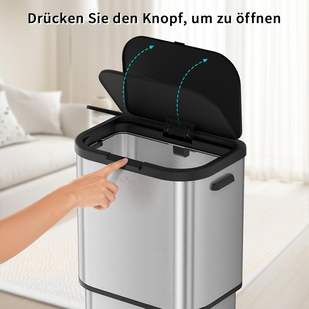 mVm Mülleimer Küche,60 Liter Treteimer,Mülltrennsystem, Abfalleimer Küche mit Inneneimer aus Kunstst