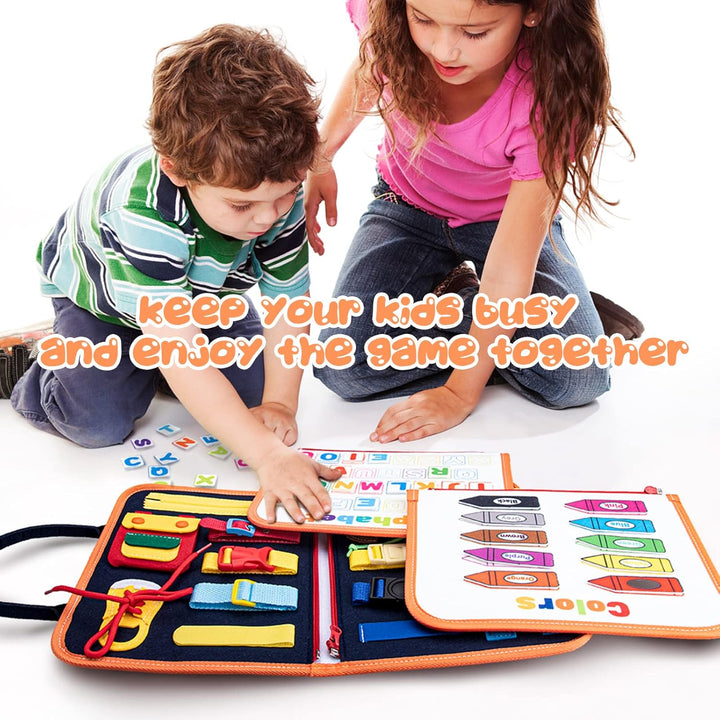 Montessori Quiet Book Busy Board für Kleinkinder ab 1-3 Jahren – 20-in-1 Aktivitätsboard aus Weichem