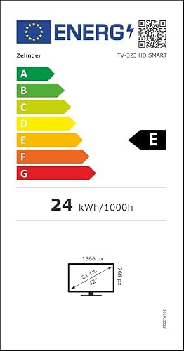 ZEHNDER TV-323 HD SMART TV 32 Zoll 81cm LED Fernseher Schmaler Rahmen LAN/WLAN Triple Tuner DVB-S2/T