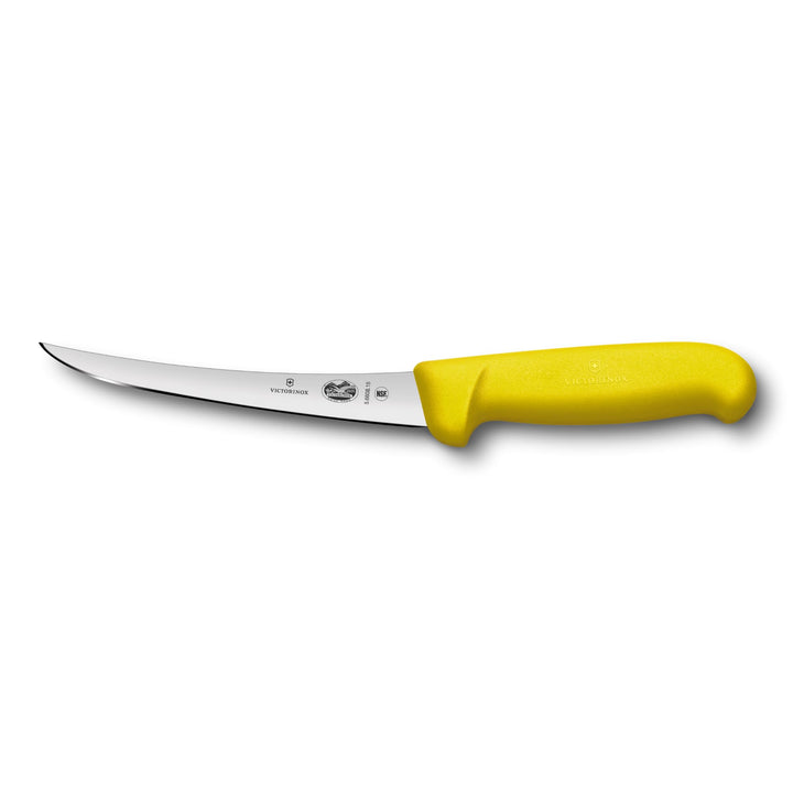 Victorinox Fibrox Ausbeinmesser, Scharfes Küchenmesser für Fleisch und Fisch, 15 cm, Gebogene Klinge