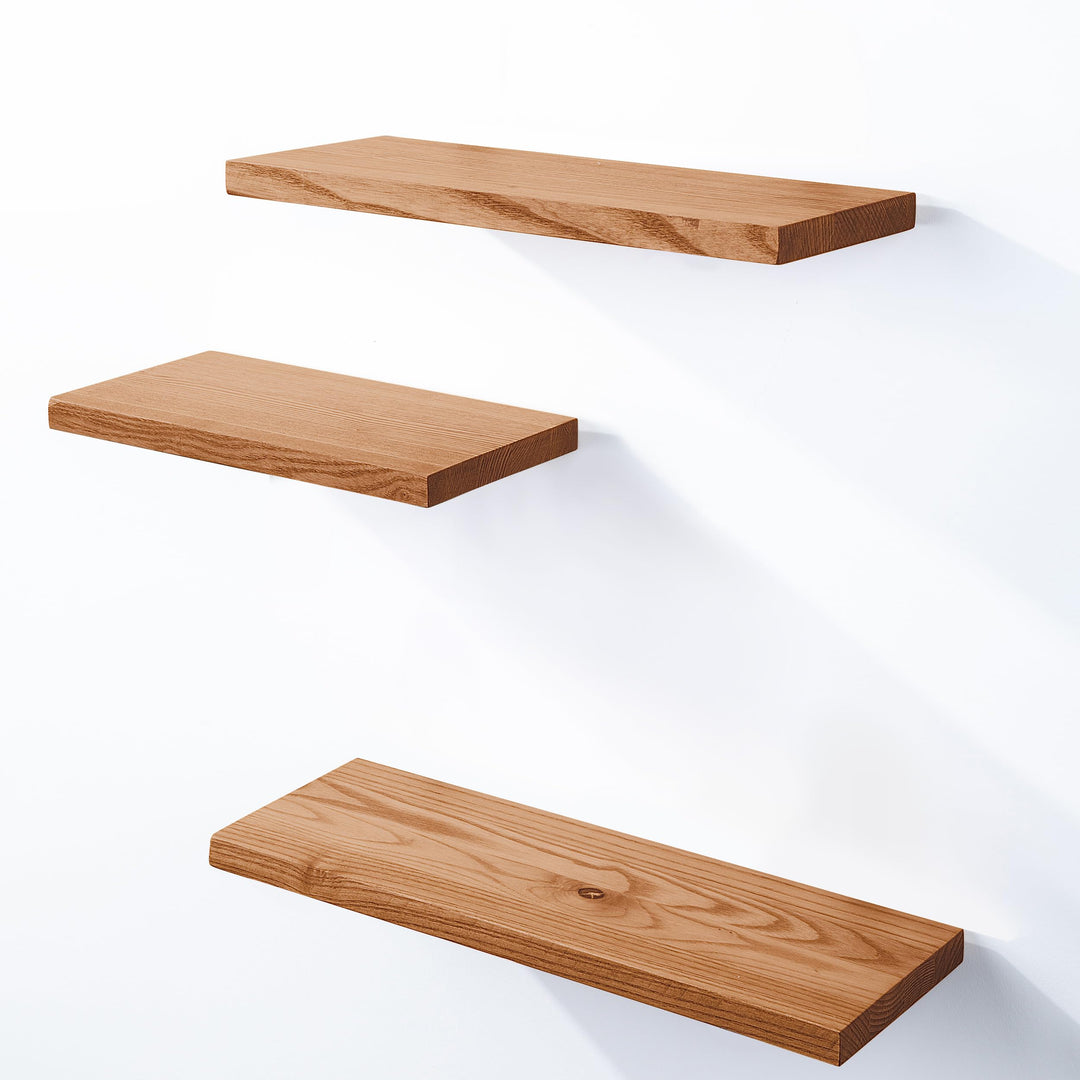 LAMO Manufaktur 3 Stück Wandregal aus Holz mit unsichtbarer Befestigung 40/35/30cm | Wandregal Holz