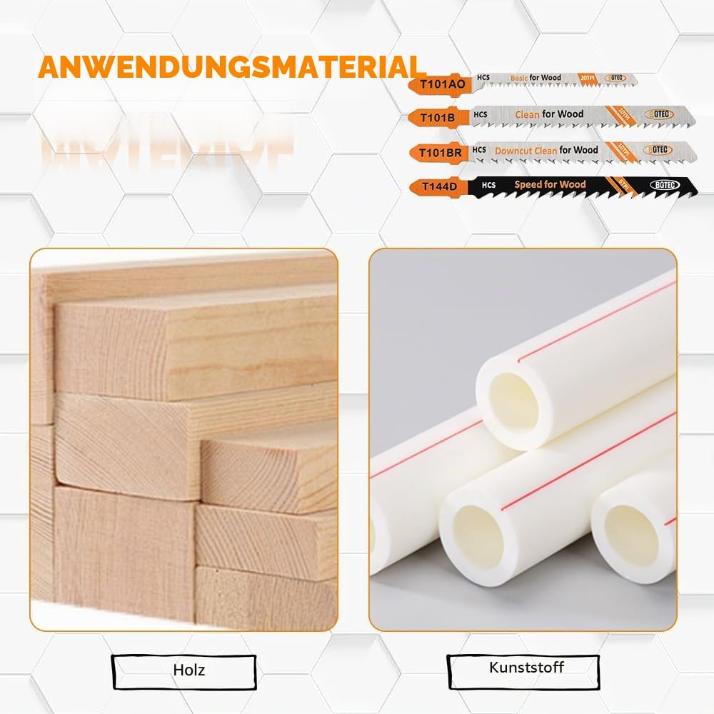 BGTEC 20PCS T-Schaft Stichsägeblätter Set HCS(SK5) Stichsägeblätter für Holz, Kunststoff schneiden(T