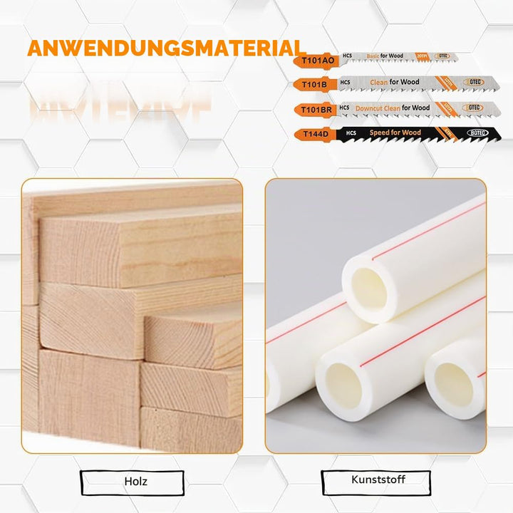 BGTEC 20PCS T-Schaft Stichsägeblätter Set HCS(SK5) Stichsägeblätter für Holz, Kunststoff schneiden(T