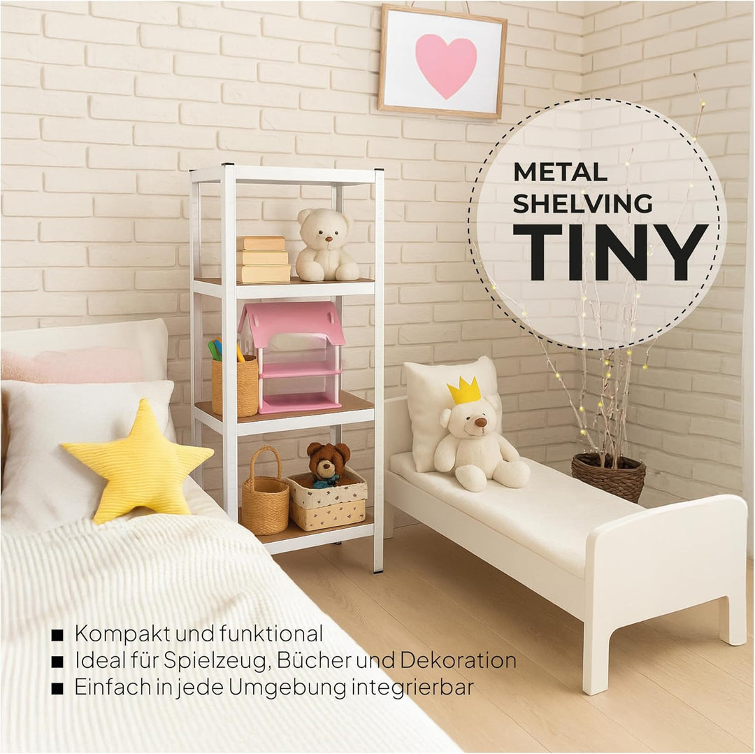 OcioDual Schwerlastregal Weiss Tiny, Haushaltsregal, Kellerregal, Standregal, Metallregal, 150x60x30