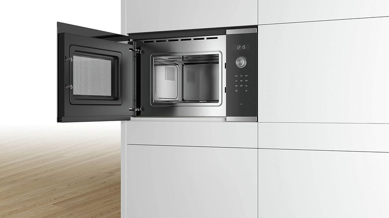 Bosch Hausgeräte BFL524MS0 Serie 6 Einbau-Mikrowelle, 38 x 60 cm, 800 W, Drehteller 25,5cm, Türansch