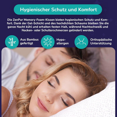 ZenPur – Memory Foam Kissen, Orthopädisches Kissen gegen Nackenschmerzen, Ergonomisches Schlafkissen