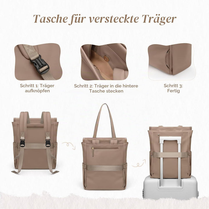 GOLF SUPAGS Convertible Notebook Handtasche, Laptop Rucksack für Damen mit Laptopfach, 15.6 Zoll Sty