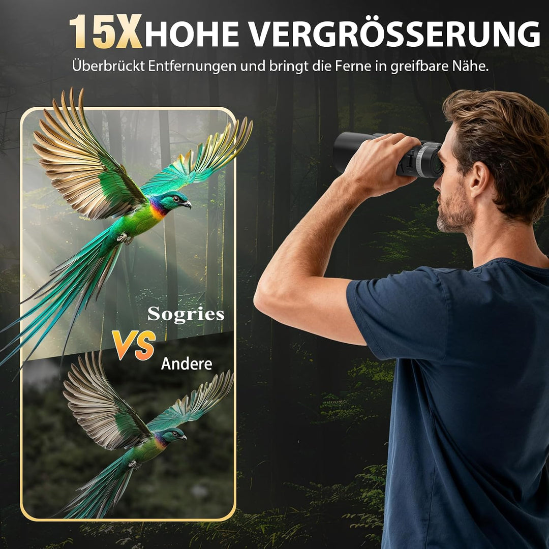 Sogries 15x52 Fernglas Erwachsene BAK4 FMC für Vogelbeobachtung Outdoor