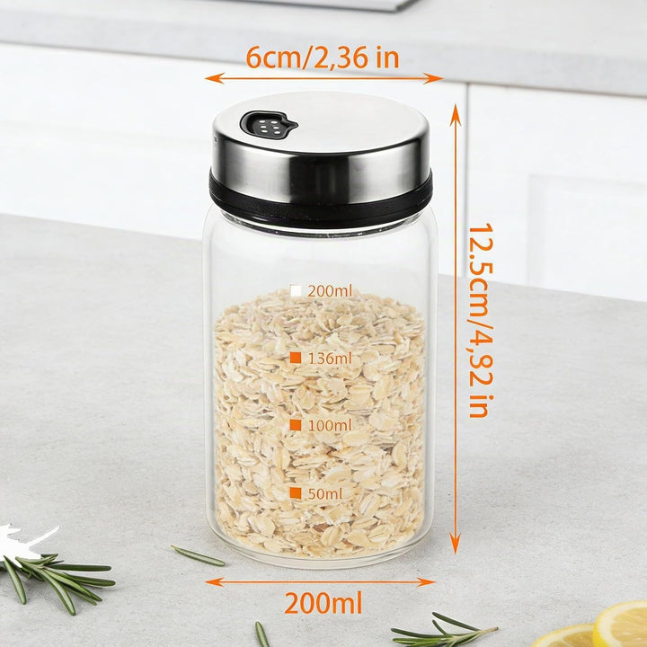 4 Stück Gewürzgläser mit Drehdeckel, 200ml Salzstreuer, Borosilikatglas Gewürzstreuer, Salz und Pfef