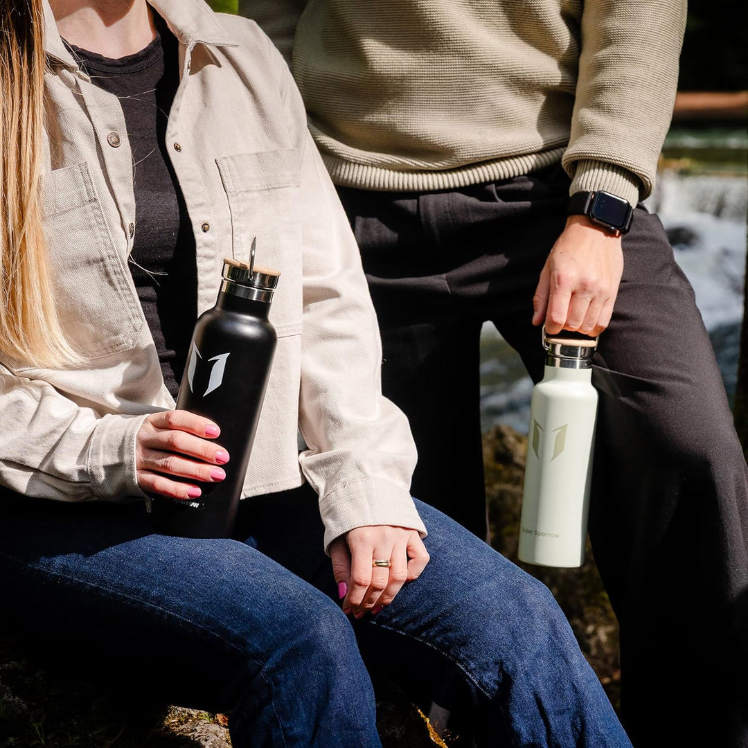 Super Sparrow Trinkflasche Edelstahl - 350ml, 500ml, 620ml, 750ml, 1L - Auslaufsicher Thermoskanne,