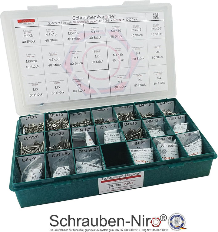 Sortiment/Set Edelstahl Senkkopfschrauben M3 M4 DIN 7991 VA A4 V4A Innensechskant M3 + M4 | A4/V4A,