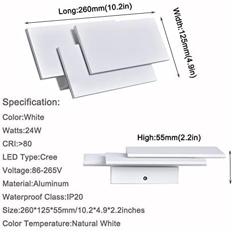 K-Bright LED Wandleuchten Innen,24W,IP20 Mordern Wandlampe LED Wandbeleuchtung für Wohnzimmer Schlaf