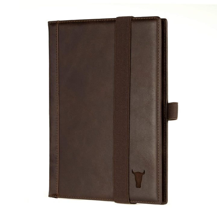 TORRO Echtleder Hardback Notizbuch [Nachfüllbar] [Stiftschlaufe] [Gummiband] [Liniertes Papier] (A5