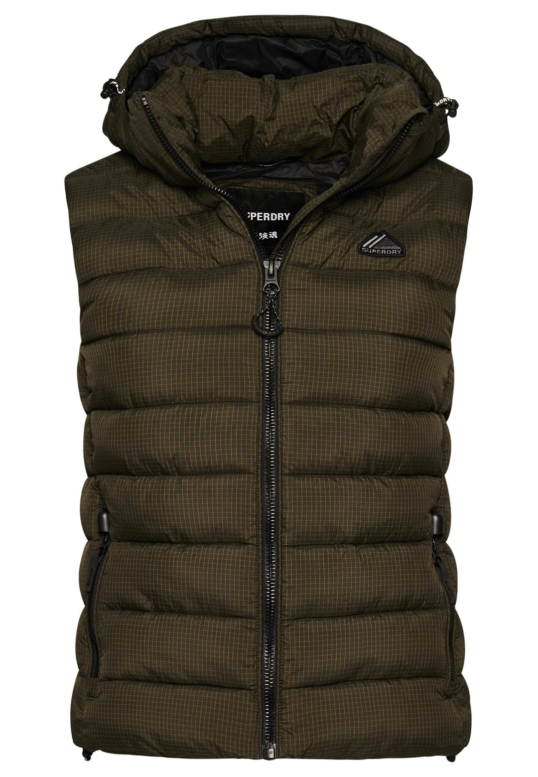 Superdry Damen Code Mountain Fuji Gepolsterte Weste, Khaki, Grösse 42, Fussball-Gitter Khaki, 40