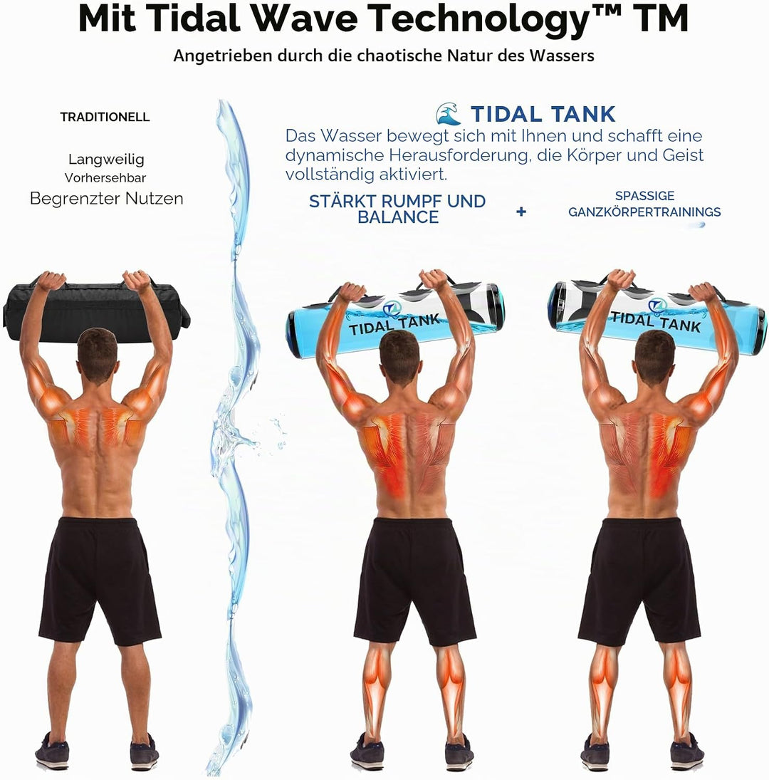 Tidal Tank – Sandsack Alternative 45 lbs Verstellbare Aqua Bag und Powerbag mit Wasser Core Balance