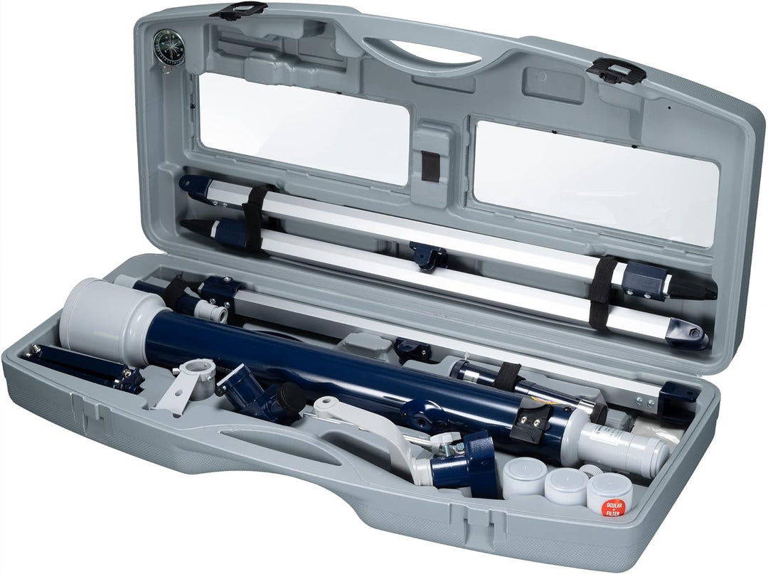 Bresser junior Linsenteleskop 60/700 AZ mit azimutalem Stativ, LED Sucher, Transportkoffer und weite