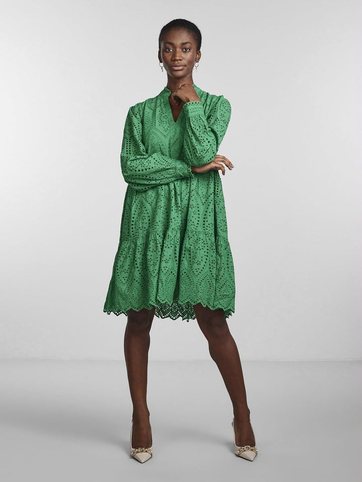 YAS Damen Yasholi Ls Dress S. Noos Stufenkleid XS Jelly Bean, XS Jelly Bean