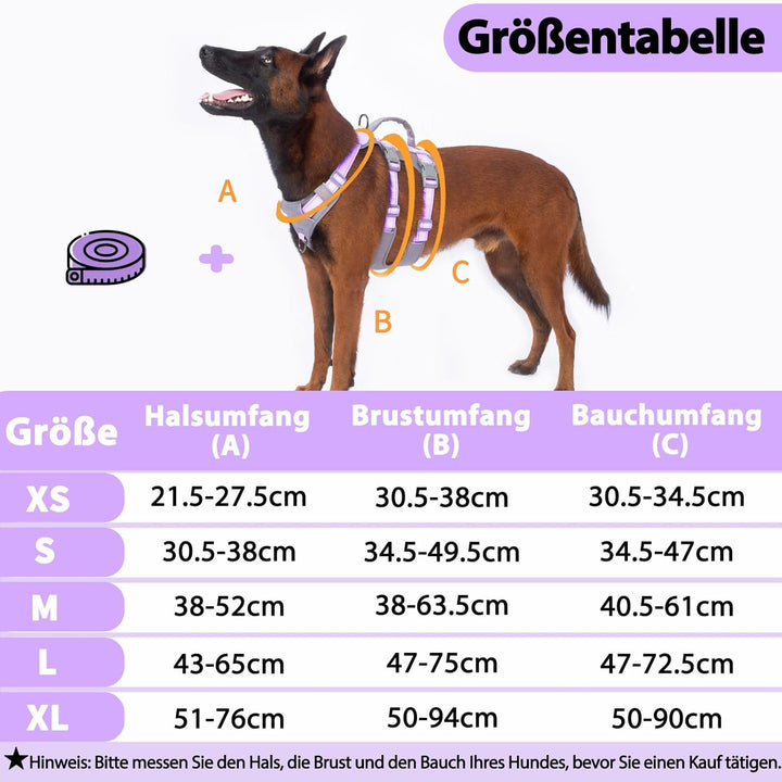 Huntboo Sicherheitsgeschirr Hund Ausbruchsicher, Panikgeschirr für Hunde, Reflektierendes Geschirr H