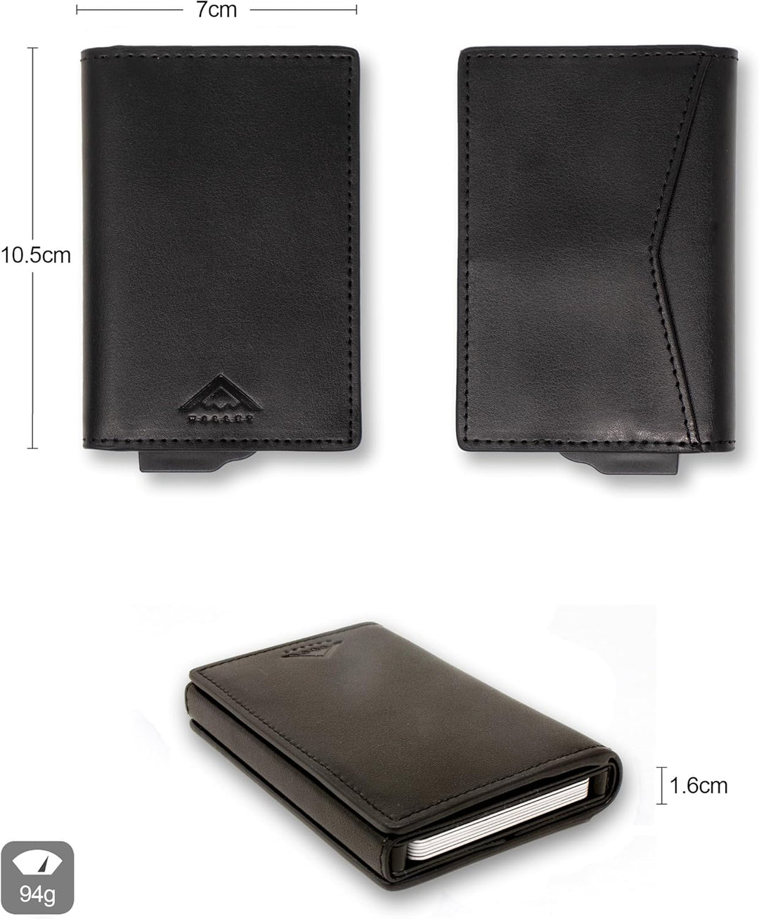 Stealth Wallet – Minimalistische Schlanke Leichte Pop-Up Kartenhalter – Kontaktlos Geschützte Sicher