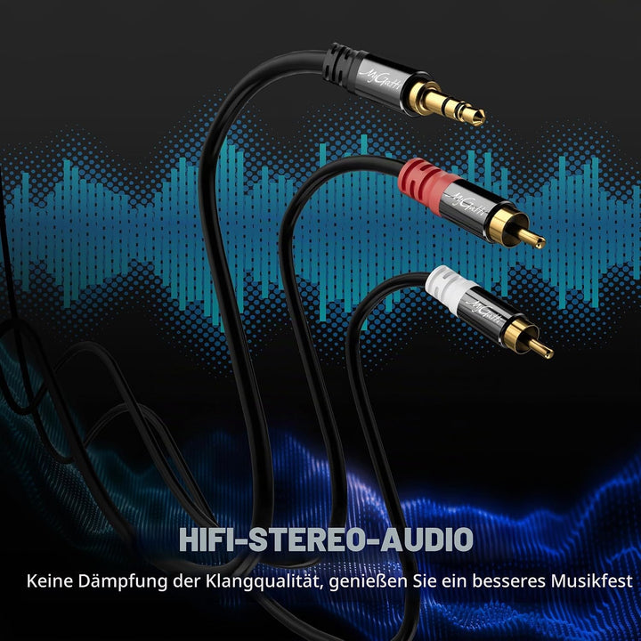 Mygatti Klinke 3,5mm auf Cinch Kabel 20 Meter,2 RCA Stecker auf Aux Stereo Audioadapter,Aux-Cinch Y