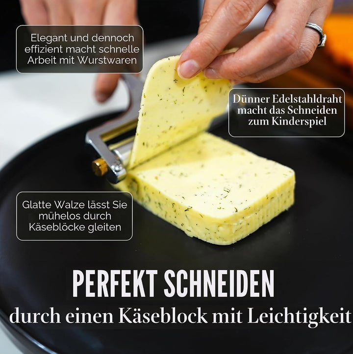 Zulay Käseschneider mit einstellbarer Dicke - Draht-Käseschneider für Mozzarella, Cheddar, Gouda - R