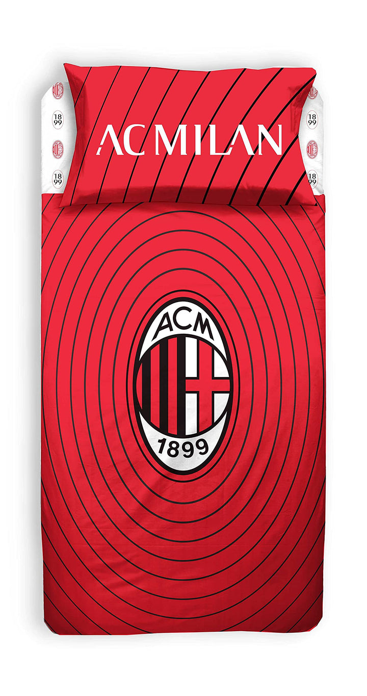 A.C. Milan hermet 1 halbes Bettlaken-Set, 100% Baumwolle, rot schwarz 1 Piazza E Mezza Rosso / Nero,