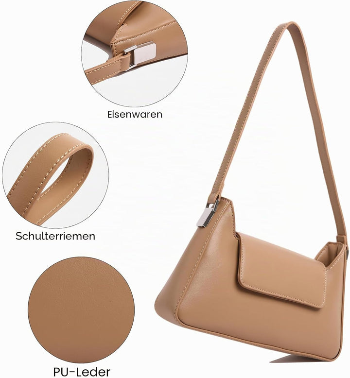 unisoul Elegante Kleine Damen Handtasche Hobo Bag Y2K Retro Schultertasche, PU Leder mit Reissversch
