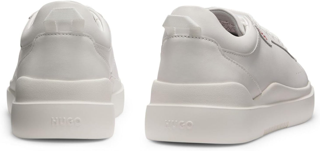 HUGO Herren Blake Tenn Sneakers aus Glattleder mit Cupsohlen Grösse 39 EU Weiss, 39 EU Weiss