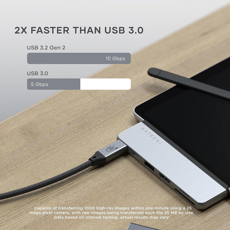 SATECHI Dual USB-C Hub für Surface Pro 9, Microsoft Surface Pro 9 Docking Station mit 3.2 USB-A, 4k/