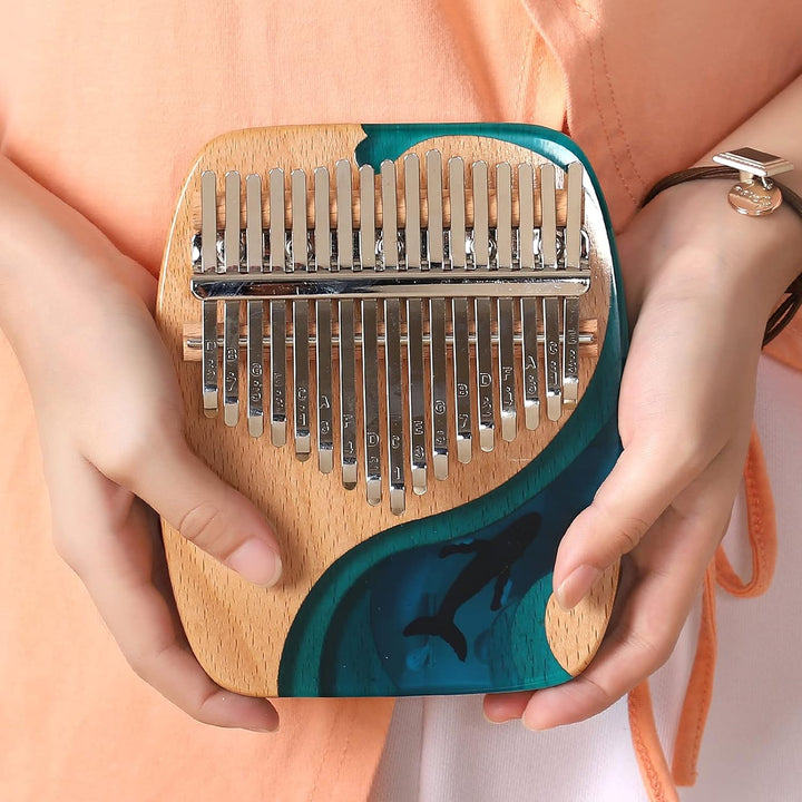 Musfunny Kalimba Daumenklavier 17 Schlüssel: Fingerklaviere Holz Mit Lehrmaterial Stimmhammer- Thumb