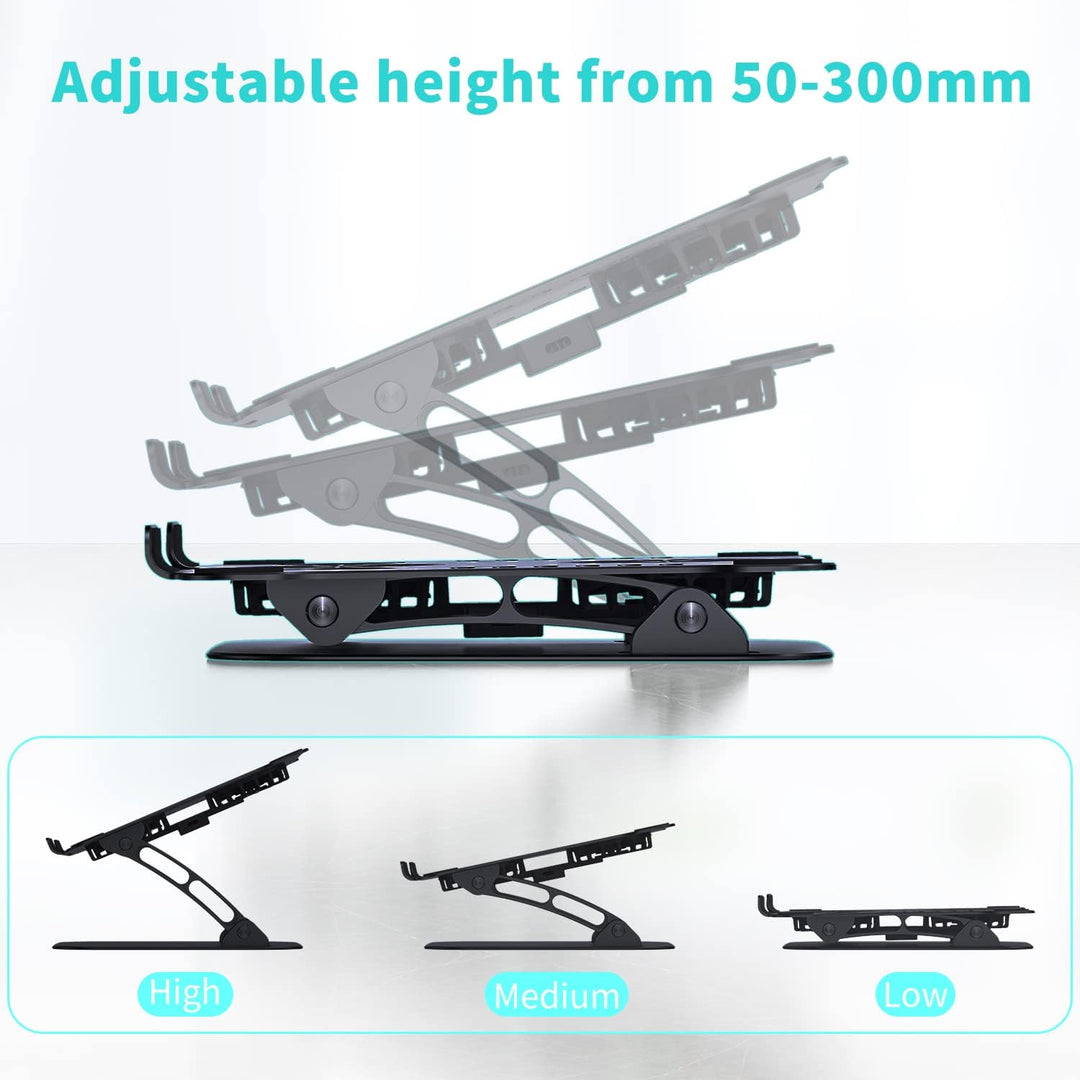 Laptop Ständer Höhenverstellbar mit RGB Lüfter, Faltbarer Stand aus Aluminiumlegierung, Belüfteter L